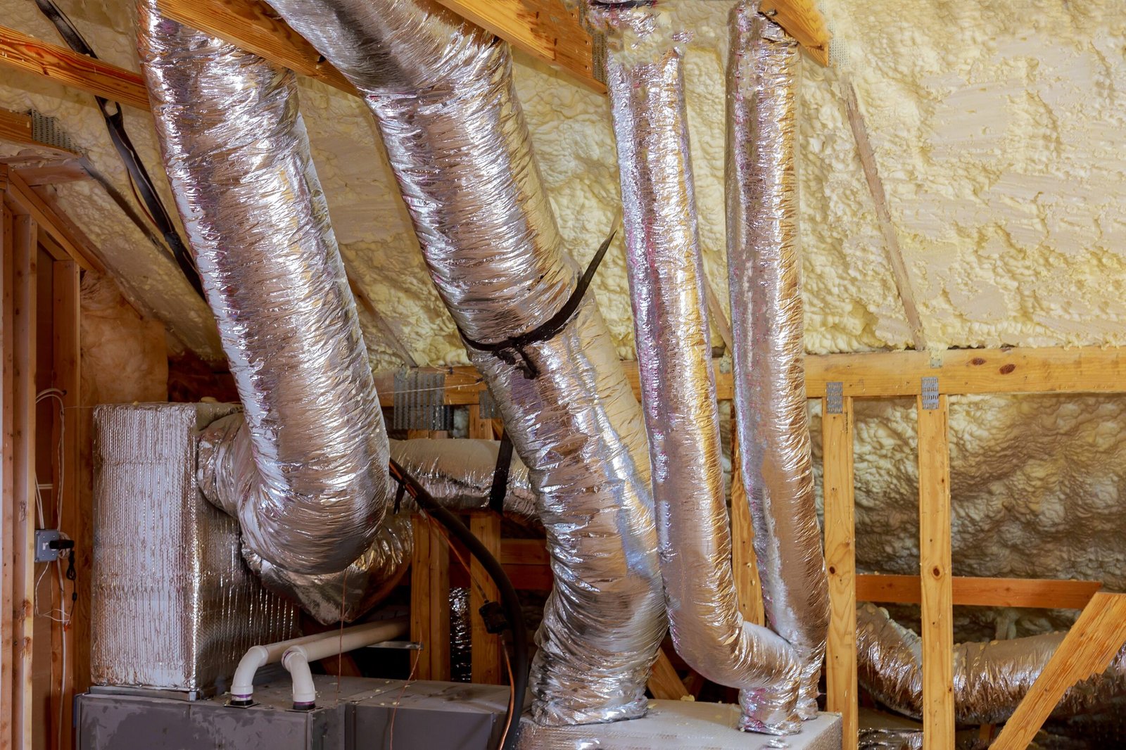 Ductwork replacement an older ventilation system in a frame house building